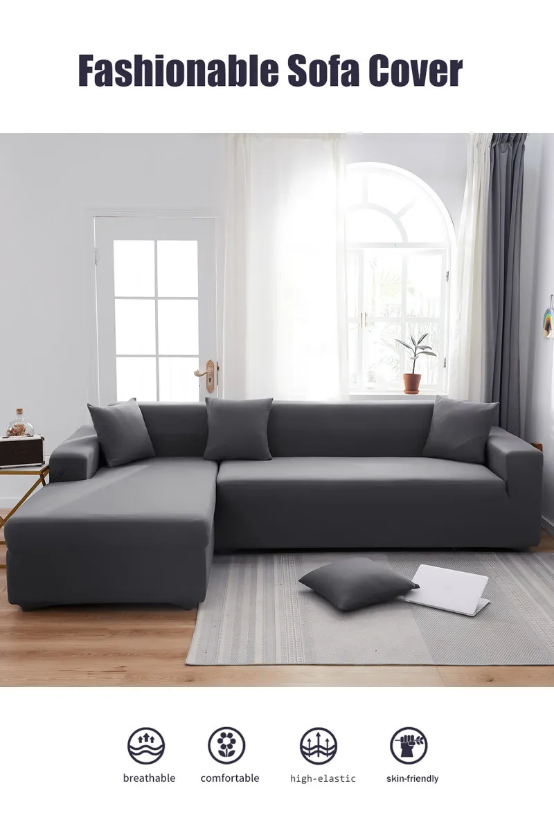 Gray Leather Sofa Cover Set Stretch Elastic Sofa Covers For Living Room  Couch Covers Sectional Corner L Shape Furniture Covers LJ2308G From  Maxing6, $21.45