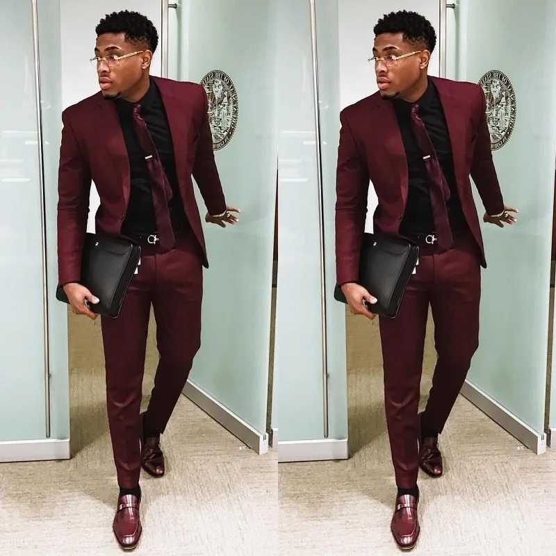 Burgundy dress shirt with black pants 2025