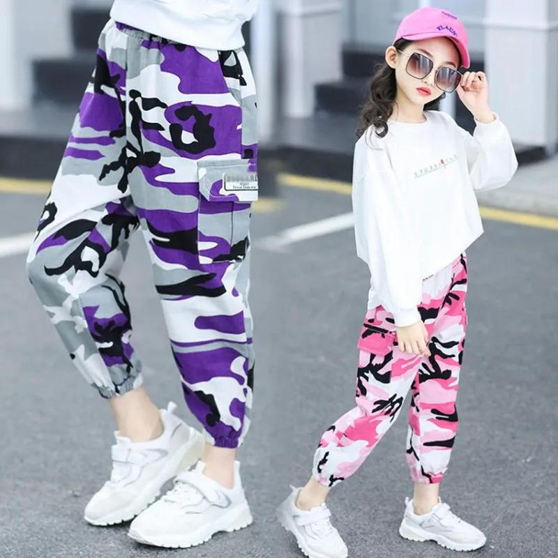 Kinderen meisjes jongens hiphop dance kleding joggers broek broek voor kinderen katoen losse camouflage sport harembroek nieuwe 2020 LJ200831