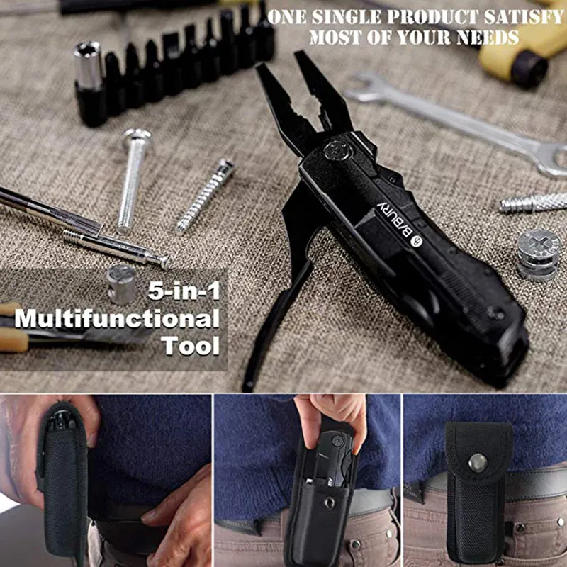 11REIZ Multitool Pocket Pliers Stainless Outdoor Camping Survive Multi-functional Pliers Screwdriver Kit Bits Knife Bottle Opener
