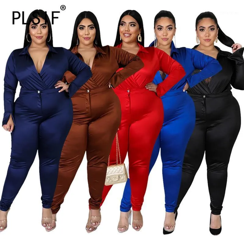 Women Long Sleeve Pant Set Solid Color 2 Pieces Clothes Suit Plus Size Ladies Two Pieces Matching Suit1