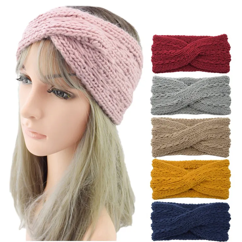 Vinter Keep Warm Knitting Headband Kvinnors Woolen Garn Hårband Utomhus Sport HeadweartThickened Yoga Head Band Party Favor T9i00875