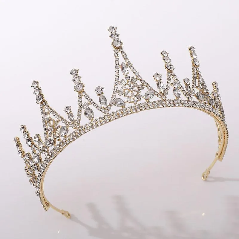 Gold / Silber Farbe Barockstil Glänzende Kristall Tiara und Kronen De Noiva Royal Princess DiaDema Braut Hochzeit Haar Zubehör1