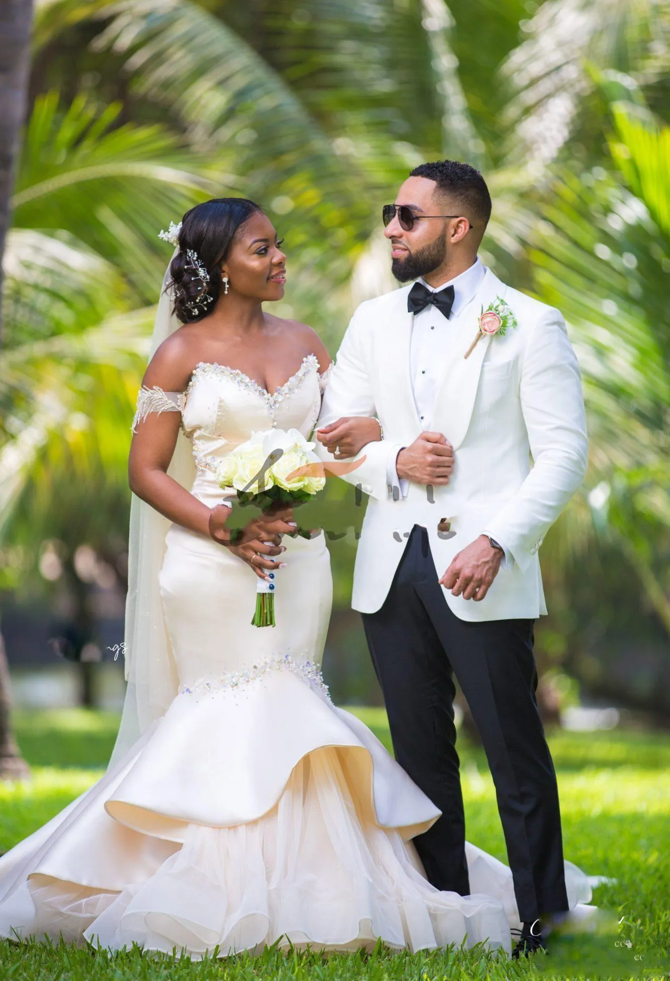 Light champagne wedding dress discount
