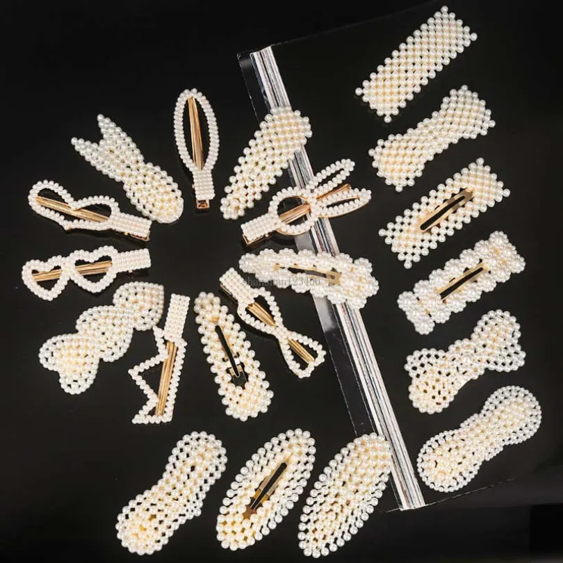 Parels haarclips voor vrouwen meisjes acrylhars hart boog kroon haar barettes geometrische haarclip haarspelden hoofddeksel mode wil en zand