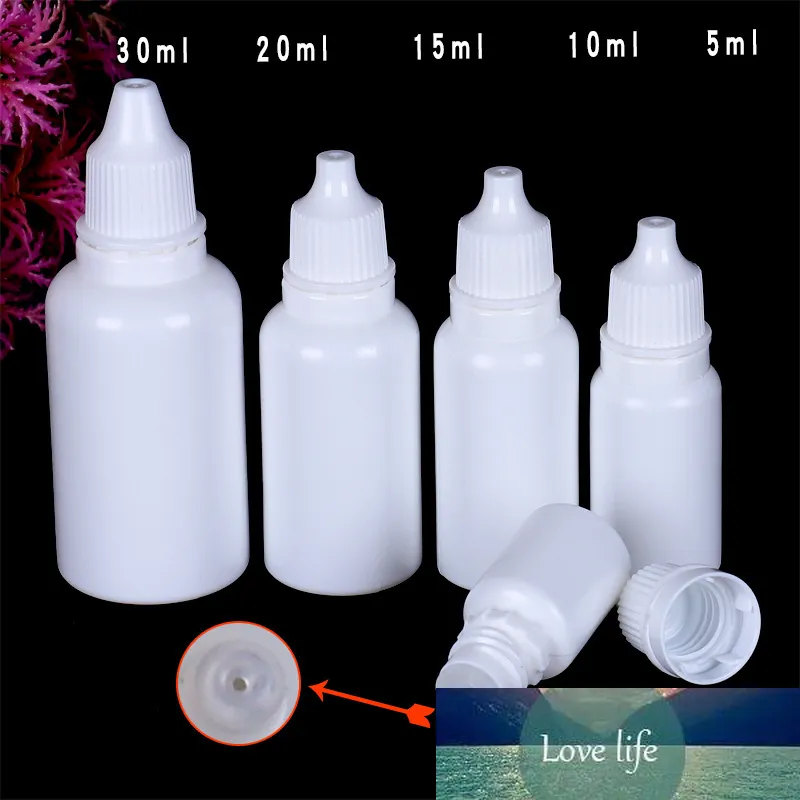 Blanco vacío 5ml 10ml 20ml 30ml cuidado de los ojos gotero líquido muestra PE ojos exprimibles gotas botellas recargables