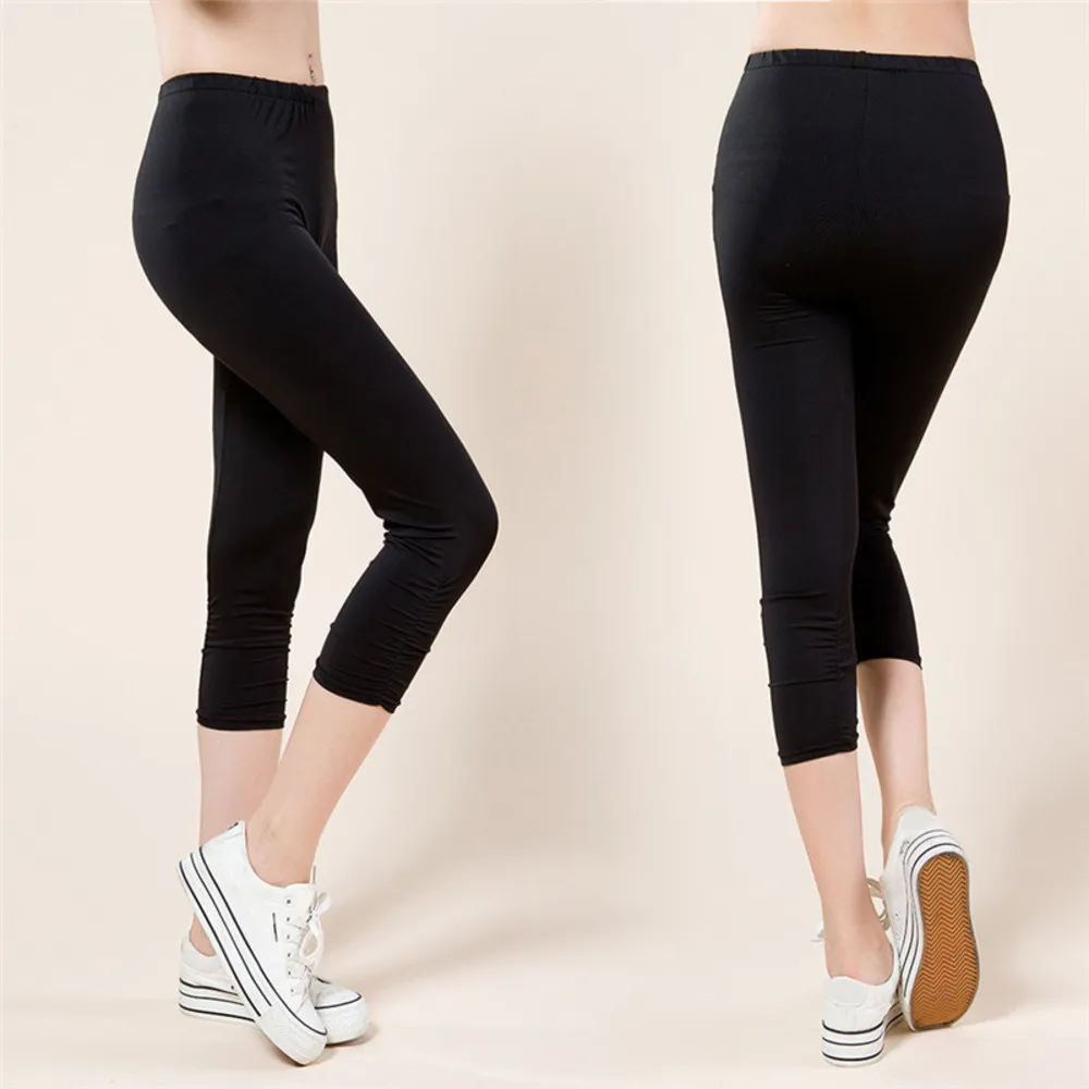 Women Spring/Summer Skinny Leggings High Elastic Trousers Large Size L-4XL Lady Fashion Ice Silk Capris Pants