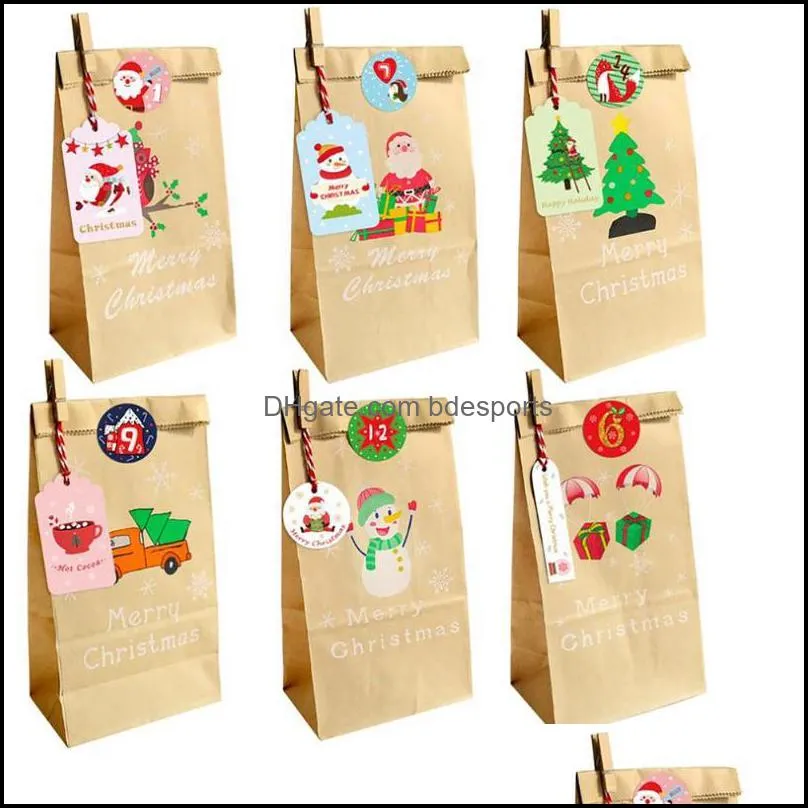 Christmas Decorations 50 Pieces Kraft Tags Paper Labels With Tree Santa Claus Patterns Gift Jute Twine For