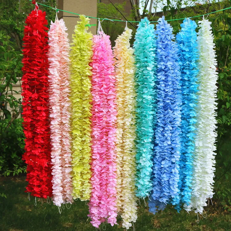 1M 10Colors Artificiel Wisteria Cattleya Orchidées Flower Strings vignes pour les accessoires de mariage