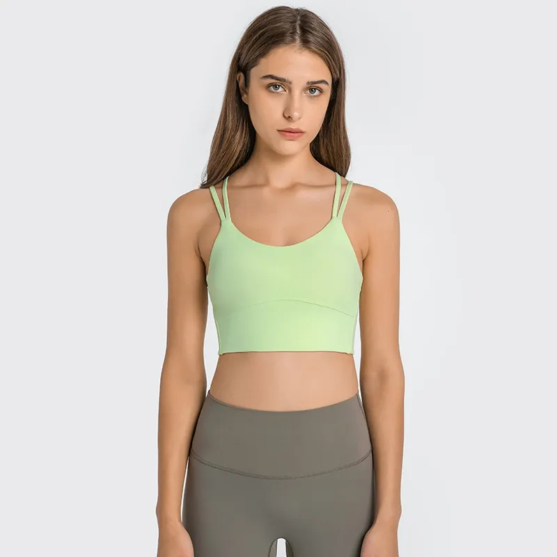 L-166 Débardeurs Double Bretelles Minces Sensation Nue Soutien-Gorge De Yoga Respectueux De La Peau Réunis Antichoc Sous-Vêtements De Sport Croix Beau Dos 276s