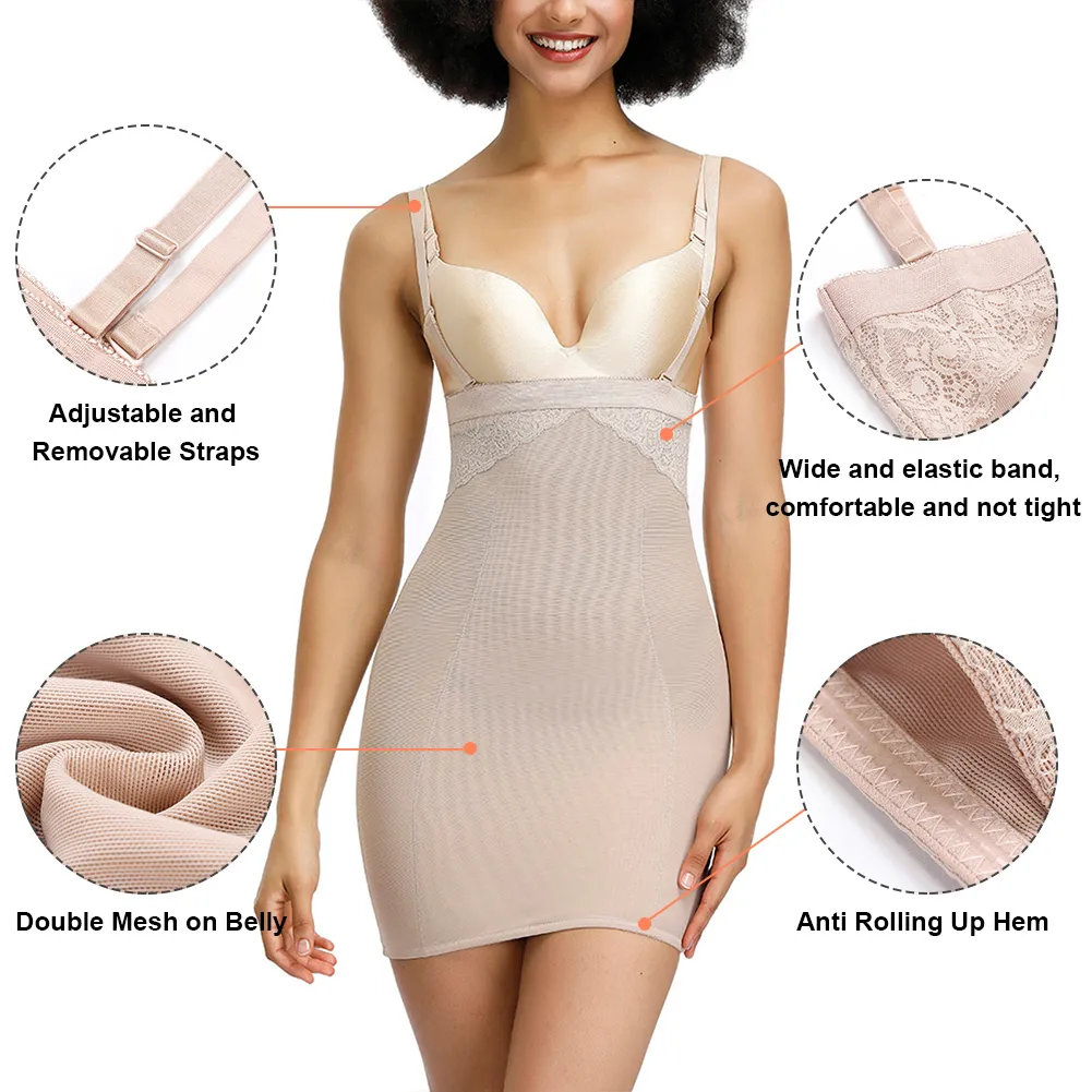 WAIST SECRET Women Shapewear Dresses Slip Seamless Body Shaper Tummy  Control High Waisted Butt Lifter Under Dresses Bodysuit LJ201211