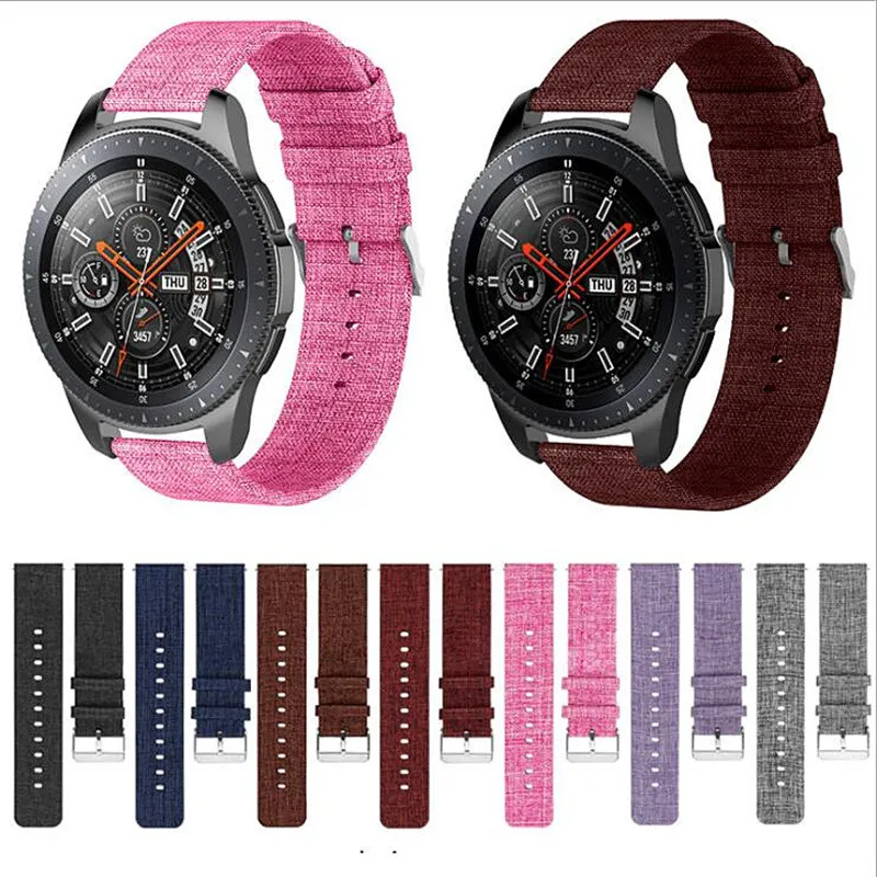 유니버설 20mm 22mm 나일론 스트랩 Fitbit Versa Samsung S3 46mm 42mm 캔버스 밴드 스테인레스 클립 Garmin Huawei 스마트 시계 액세서리 18mm