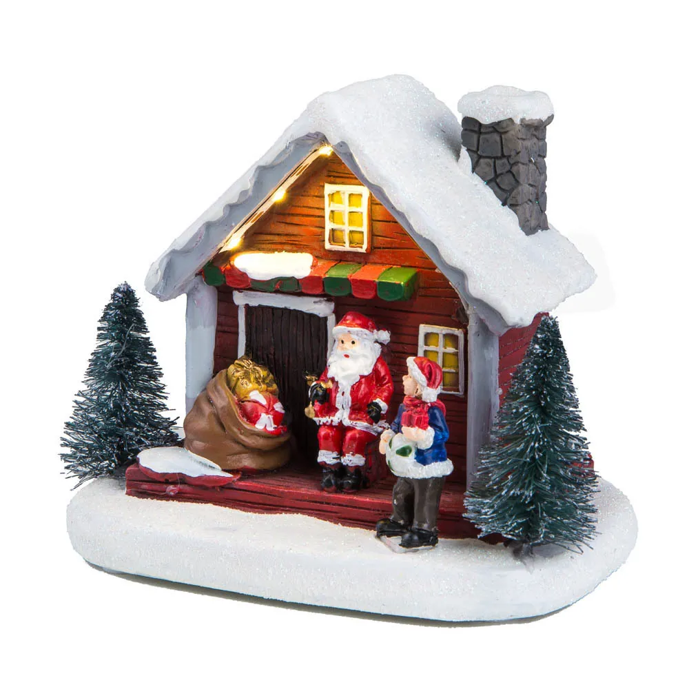 Winter Schnee Weihnachtsdorf Gebäude Santa House – Weihnachtsdekoration Leuchtendes Zuhause Urlaub Ornament Geschenke 201203