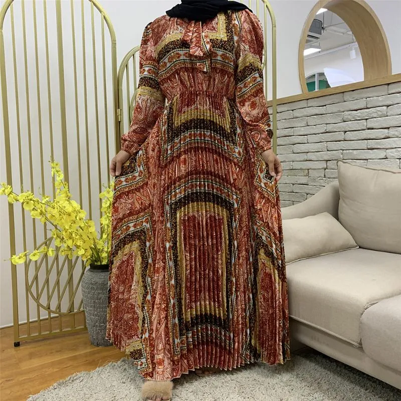 Ethnic Clothing Pleated Kaftan Dubai Abaya Turkey Muslim Fashion Hijab Dress Islam Oman Abayas For Women Vestidos Robe Musulman De Mode