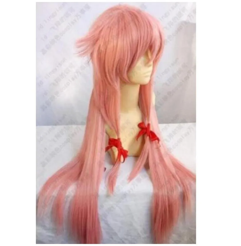 Perruque 32 pouces 80 cm rose Future Diary Mirai Nikki Gasai Yuno Cosplay perruque