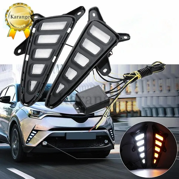 2шт светодиодный дневной подъемный свет для Toyota C-HR CHR 2016 2017 2018 автомобильные аксессуары водонепроницаемый ABS 12V DRL тумана украшения