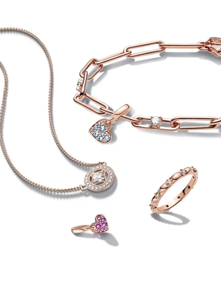 Rose Gold 18K Vintage hanger ketting ZC Zirkon vrouwen met Pandora -stijl oorbellen originele cadeaubon227Z