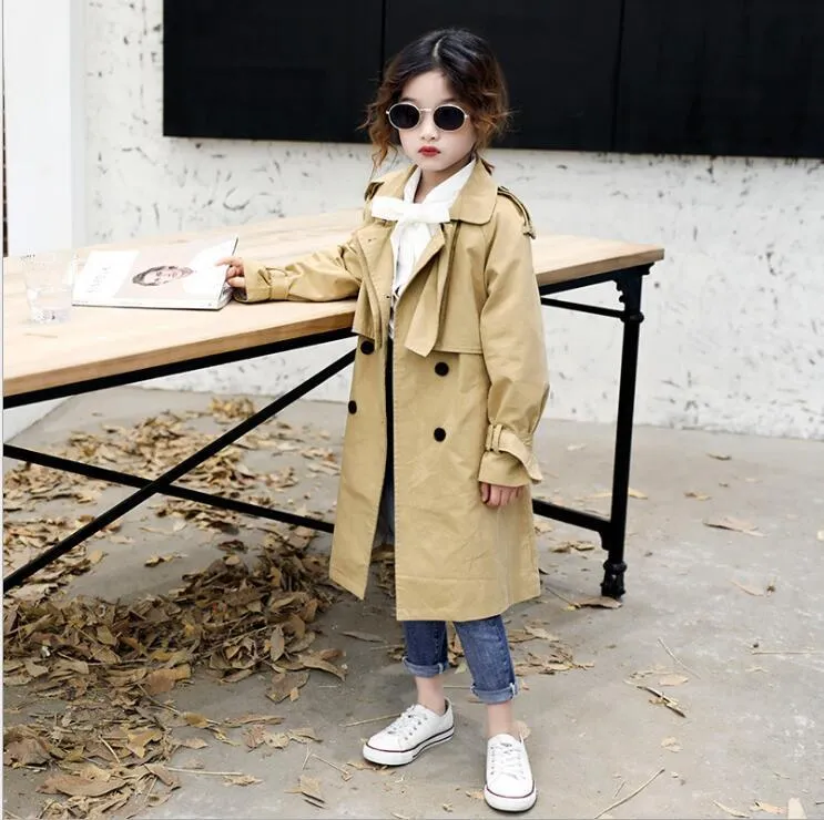 LJ201125 Childrens Trench Coat Red And Khaki Long From Jiao09