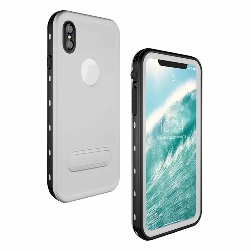 Universal Vattentät Shellbox Redpepper Dot Telefon Fodral för iPhoneXS XR Max Stående Kickstand Back Cover Shock Proof box