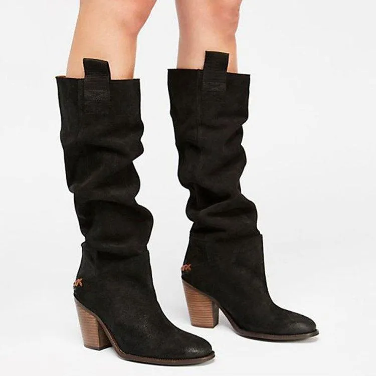 Boots Big Size Shoes Woman Sexy Thigh High Heels Boots-Women Round Toe Winter Footwear Large Over-the-Knee Ladie