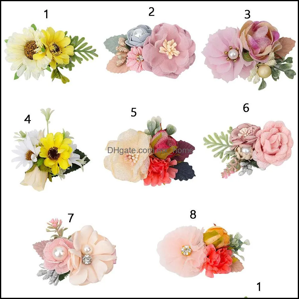 Baby Girls Artificial flowers Hairpin 8 styles Little fairy Barrettes Natural Wind Japanese Hair Accessories fashion Boutique Kids Hairclip