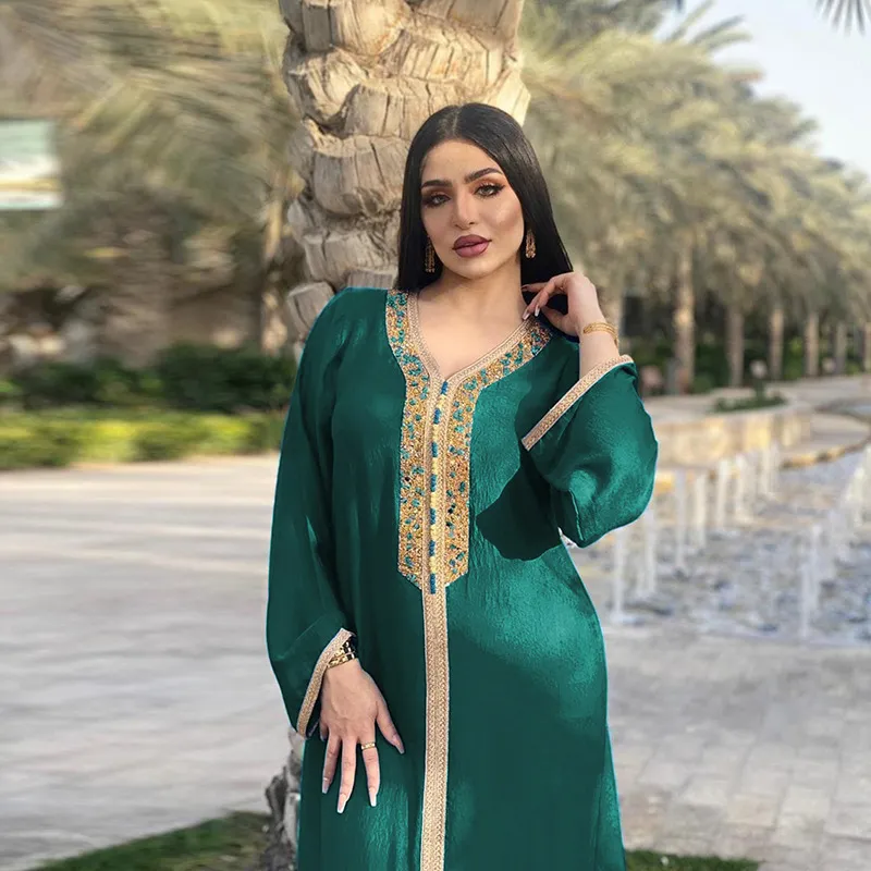 emerald green abaya dress Open Abaya with Matching Hijab Dark Green Online