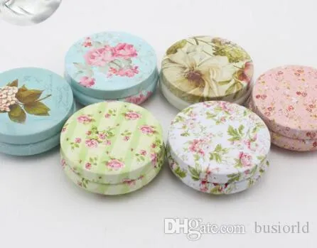 Floral Pastoral Iron Storage Tank Box Bins Cans Metal Round Coffee Tea Snacks Candy Tin Storage Container Decorbox