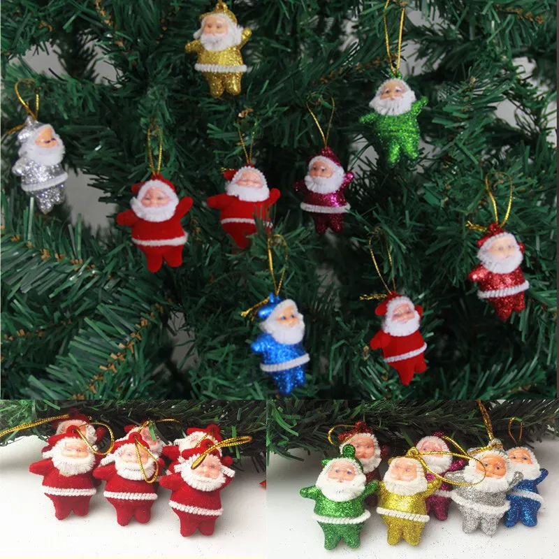 Papai Noel enfeites de Natal decorações de Natal ornamentos de árvore 6 pçs / lote ouro em pó de ouro brilhante Papai Noel XD24330
