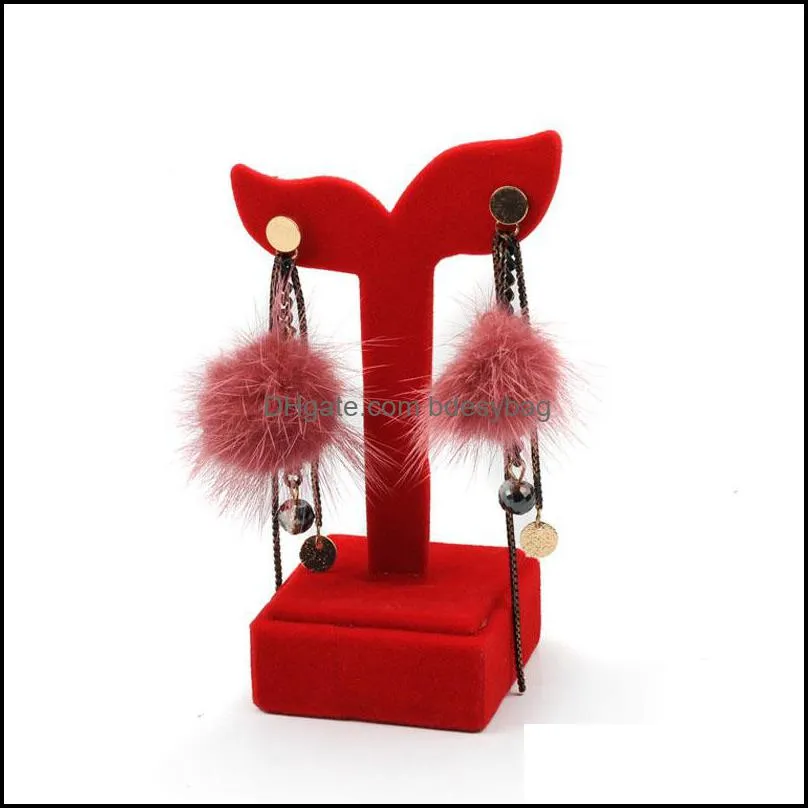 Superior Red Velvet Earrings Jewelry Display Stands Holder Portable Stud Earring Organizer Show Case Rack 5*5*12.5cm