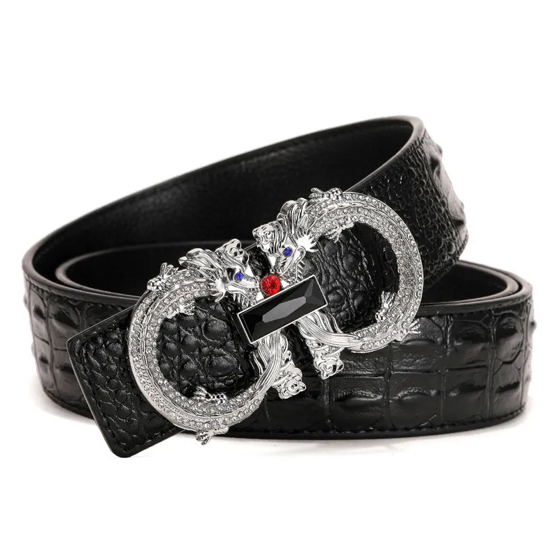 Men Belts Luxury Brand Famous Designer Belt High Quality Male Genuine Leather Strap Wedding Silver Gold Dragon Buckle