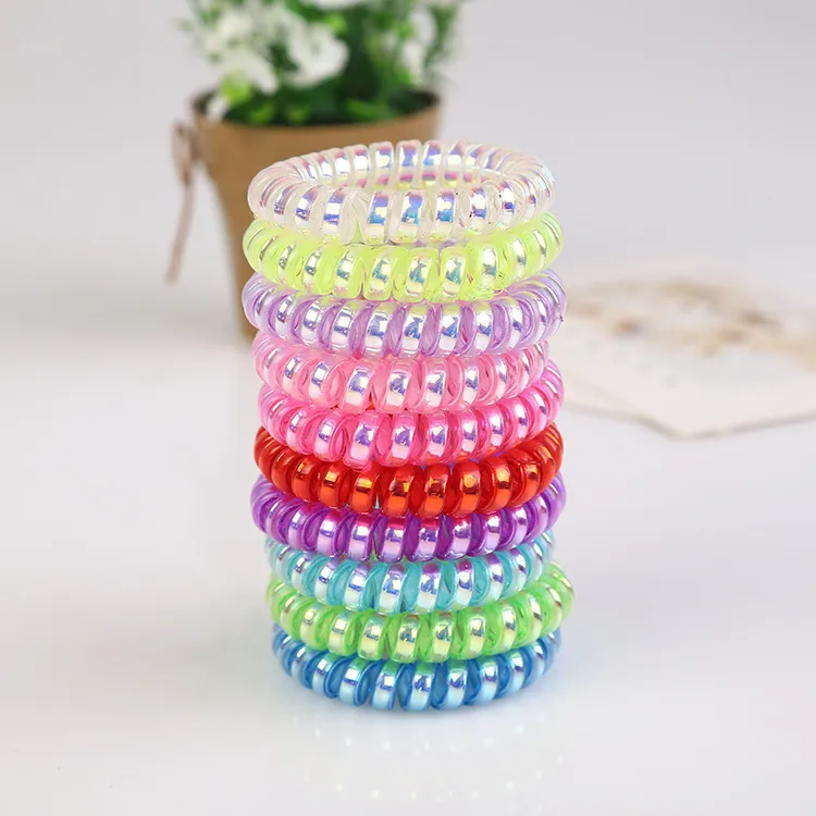 Spiraled Rubber Elastic Hair Rope Ponytail Holder With Elastic