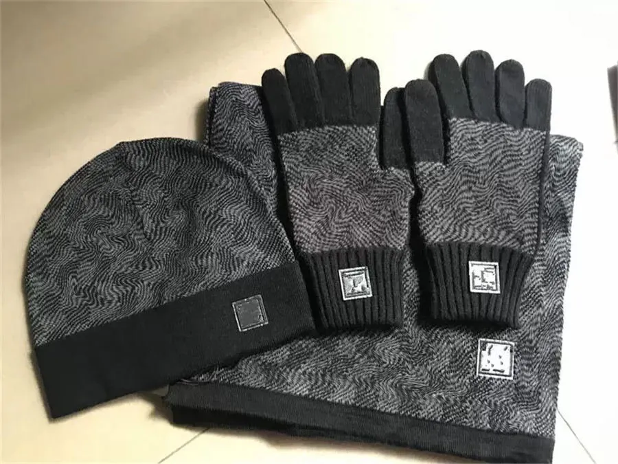 Nieuwe 21 Luxe Merk Hoed Sjaal Handschoen Sets Vrouwen Mannen Designer Sjaals Cap Handschoenen Winter Outdoor Ski Warm Unisex mutsen Set box