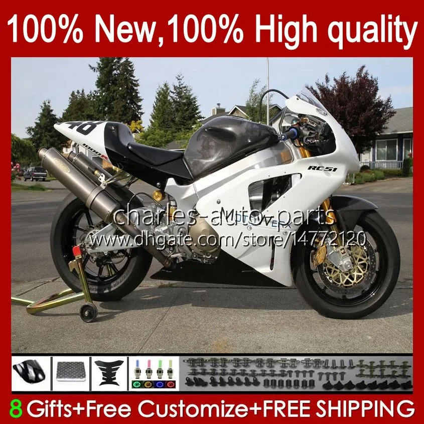 Ciało dla Honda VTR1000 RC51 SP1 SP2 00 01 03 04 05 06 98HC.18 VTR-1000 VTR 1000 2000 2001 2002 2003 2004 2005 2006 2006 WŁOKI BIAŁY