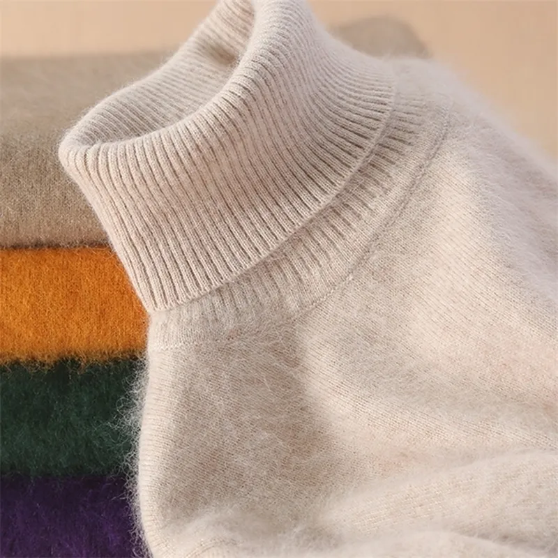 Super Warm Mink Cashmere Soft Fur Fleece Turtleneck Sweaters and Pullovers for Women Autumn Winter Jumper Female Brand Jumper 201109