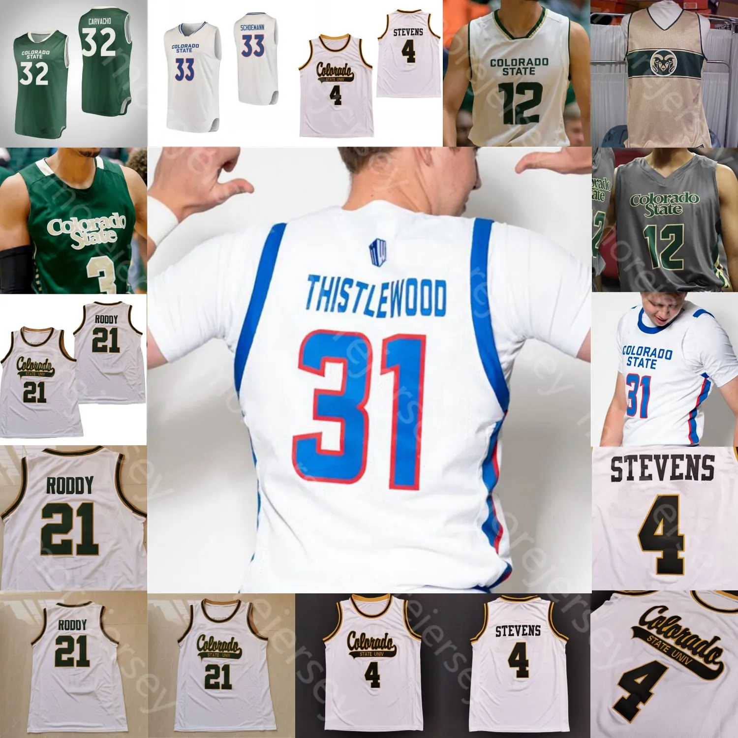 Benutzerdefiniertes Colorado State Basketball-Trikot NCAA College Isaiah Stevens Nico Carvacho David Roddy Adam Thistlewood Kendle Moore