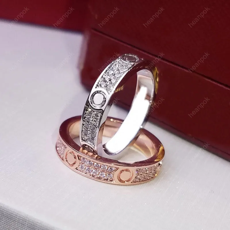 Anillo de diseñador Anillos de amor Plata Oro rosa Joyería de lujo Anillos de diamantes Compromisos para mujeres Marca Collar de moda Caja roja 22012104R