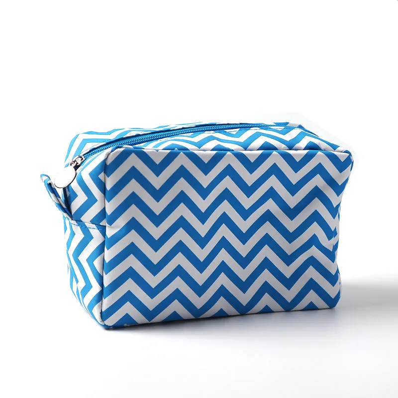 Borsa per trucco Chevron 25 pezzi Magazzino americano Classico rettangolo Zig Zag Borse per cosmetici Custodie per trucco personalizzate Custodia per articoli da toeletta regalo DOM106001