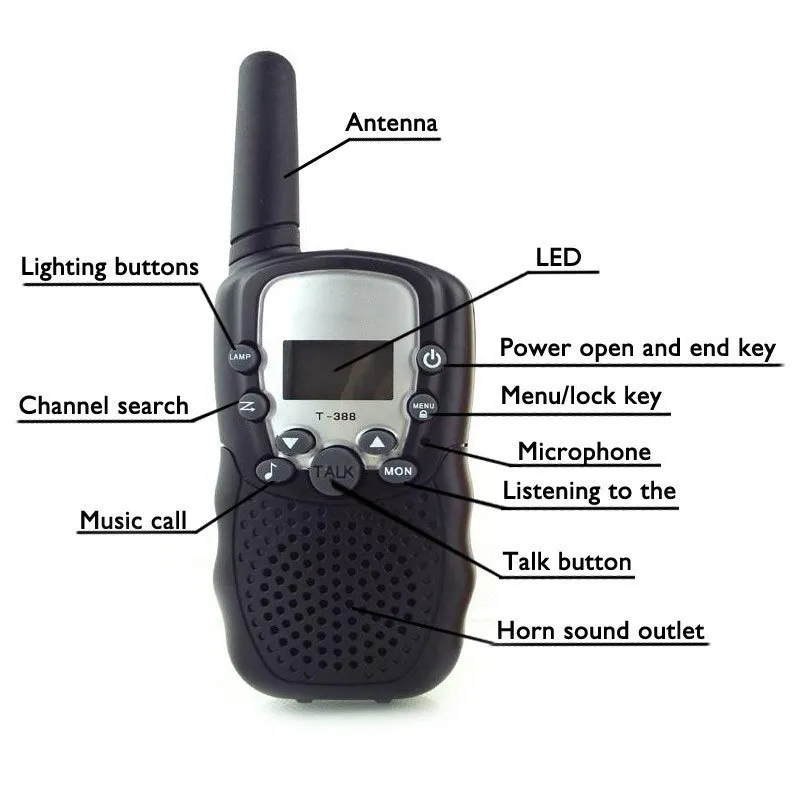 2 st / set barn leksaker 22 kanal walkie talkies tvåvägs radio uhf lång sortiment handhållen transceiver pojke tjejer barn gåva dropship lj201105