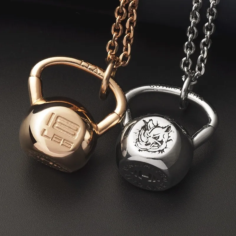 Kettlebell Collier Fitness pour Hommes et Femmes Tête de Rhinocéros Pendentif en Acier Inoxydable mygrillz 201014