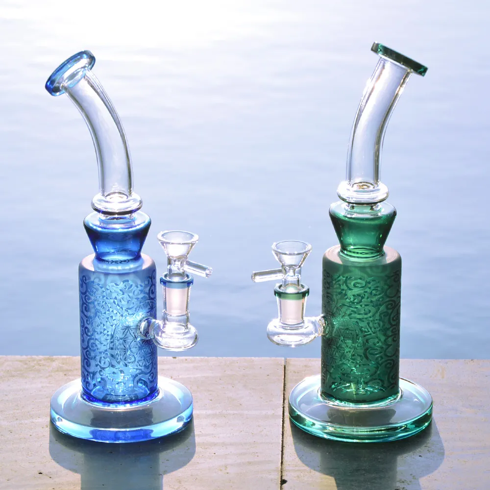 10-Zoll-Sandstrahlen-DAB-Rig-Glas-Bong-Matrix pro Bongs-Hukahn-Öl-Rigs-Bubbler-Rohr-Recycler Rauchtabak-Wasserleitungen mit 14mm-Schüssel