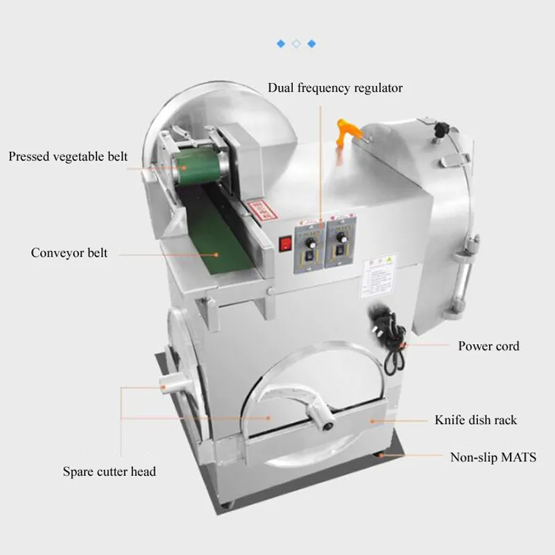 Fabrikverkauf Kommerzielle Multifunktions-Doppelkopf-Gemüseschneidemaschine Elektrische Edelstahl-Kartoffelwürfelmaschine