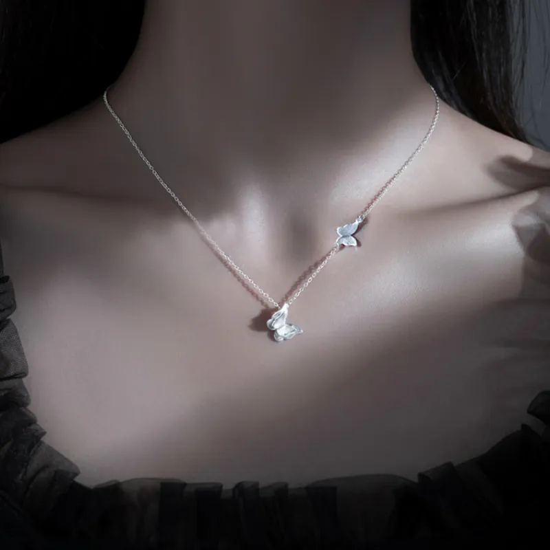 Collier pendentif de créateur de bijoux de mode, chaînes de clavicule de papillon de charme en argent sterling 925 pour les femmes, cadeau d'amant de rassemblement de fiançailles de mariage