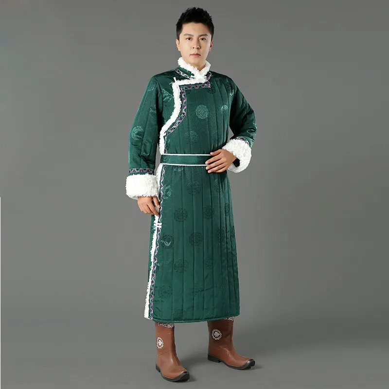 roupa étnica tradicional inverno longo Cotton Robes antiga Homens Hanfu Qipao vestido Tang Suit masculino Grosso Coats Cheongsam