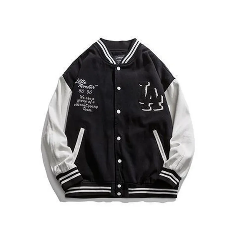 Rua retro bordado uniforme de beisebol jaqueta homens e mulheres na moda marca hip-hop solto selvagem casual casais jaqueta 220124
