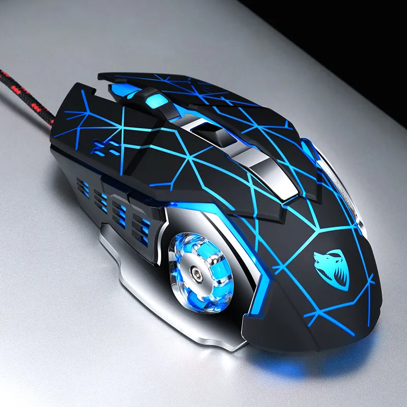 hot V6 mechanical luminous gaming wired mouse gaming macro programming computer peripheral mouse mice free shipping