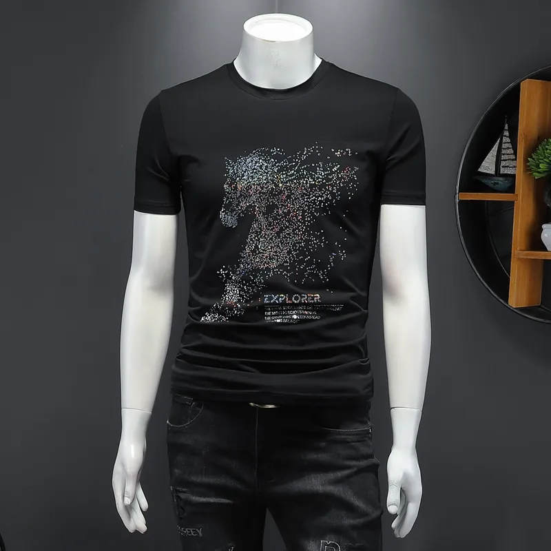 2023 Frühjahr und Sommer neue Baumwoll-Herrenoberteile Kurzarm-T-Shirts Halbarm High-End-Licht-Luxus-Mode bestickt pr241C