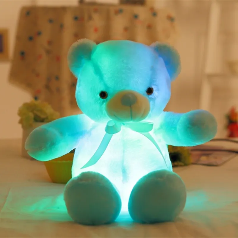 30cm 50cm bow tie teddy bear luminous bear doll with built-in led colorful light luminous function Valentine`s day gift plush toy