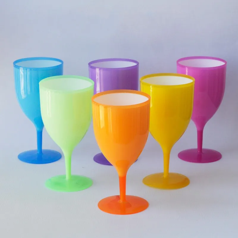 Dubbelvägg Plast Röd Vin Glas Champagne Flöjter PP Plast Vin Mugg Champagne Goblet 6PCS / Set