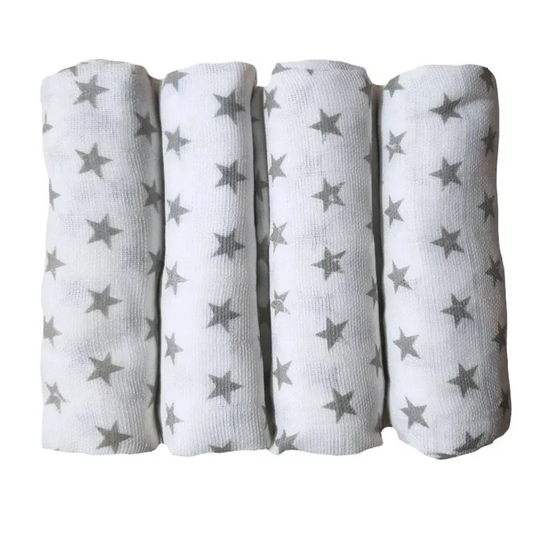 4 stycken baby filt bomull swaddle wrap nyfödd bad handduk vårdkåpa upprepade tyg nappy muslin blöjor 70 * 70 cm LJ201204