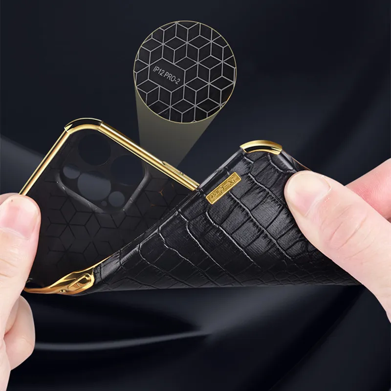 Gevallen voor iPhone13 Mobiele Telefoon Shell TPU Crocodile Graanleer Geschikt voor Apple 12 MAX Magnetische beugel All-inclusive Beschermhoes